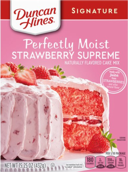 DUNCAN HINES Perfectly Moist 'Strawberry' Supreme Cake Mix 432 gr